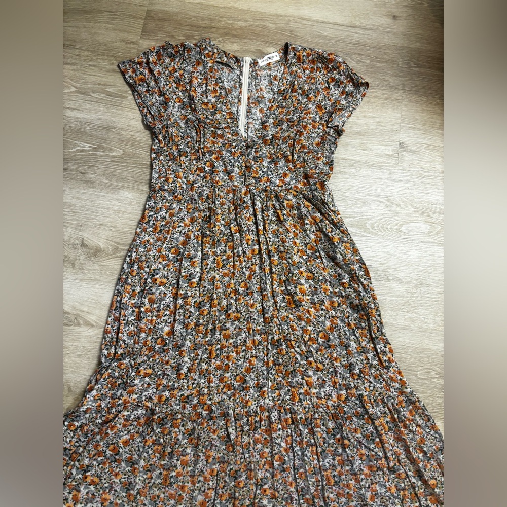 NATURAL LIFE Floral Maxi Dress - Orange and Green - Picture 3 of 6